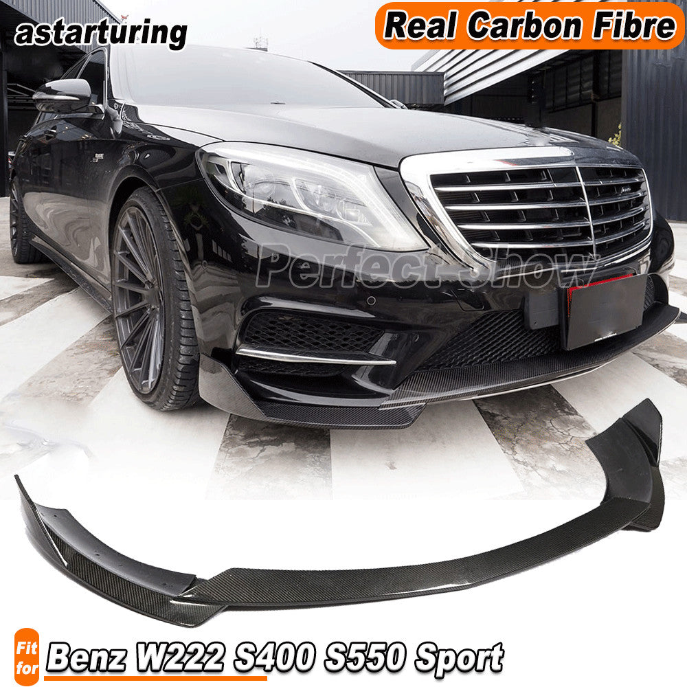Fit for Benz W222 S400 S550 Sport 2014-2017 Real Carbon Front Bumper Lip Spoiler