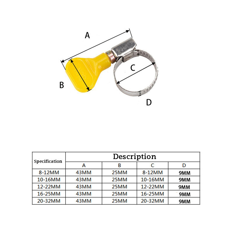 45-piece pack of key-type hose clamps, stainless steel clamps, 8mm-32mm adjustable.