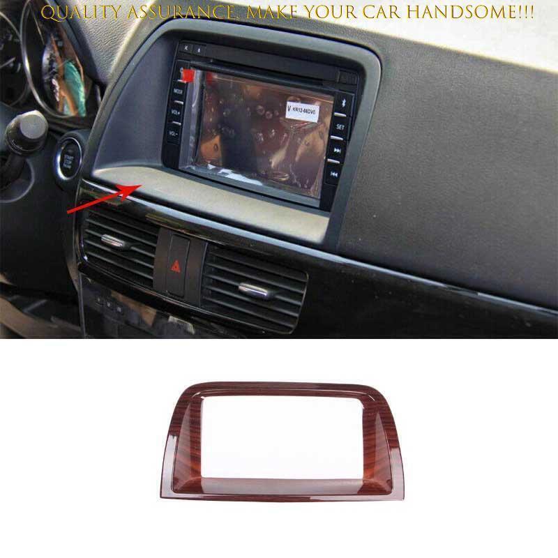 for Mazda CX-5 13-15 Red Wood Grain Center Console Navigation Screen Frame Trim
