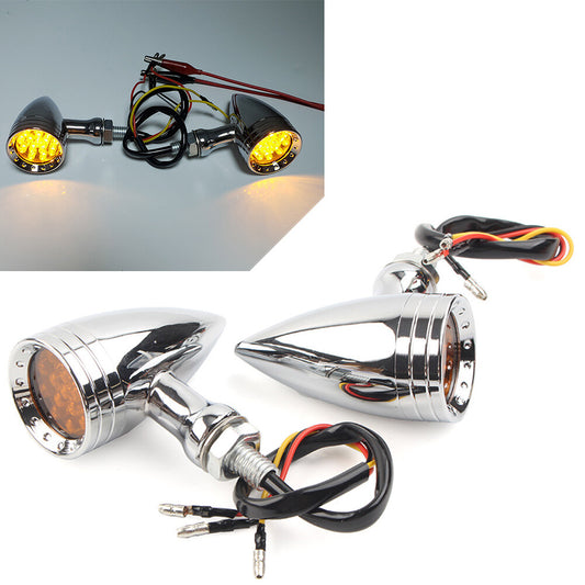 Chrome Motorcycle LED Brake Blinker Turn Signal Tail Light for Harley