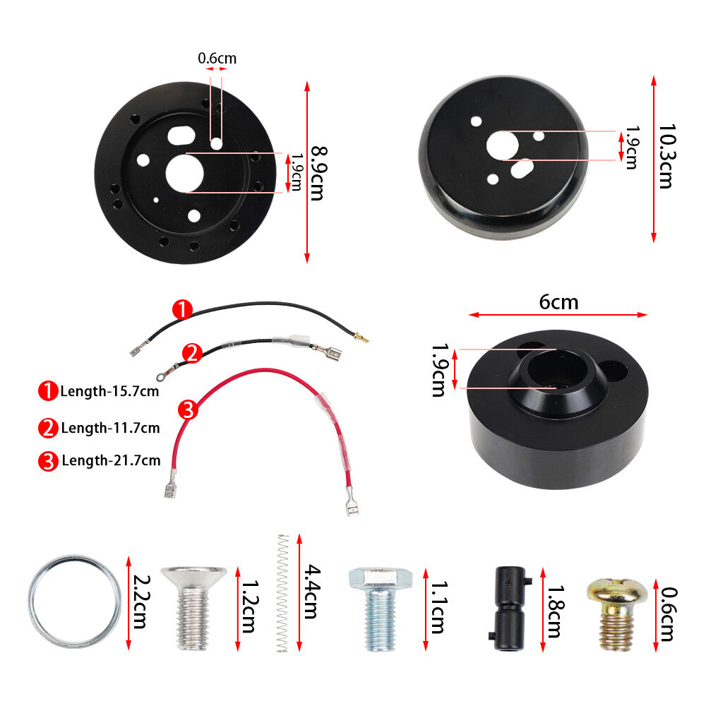 Blk Steering Wheel Polished Hub Adapter 5 6 Hole Flaming River Ididit GM for Chevy
