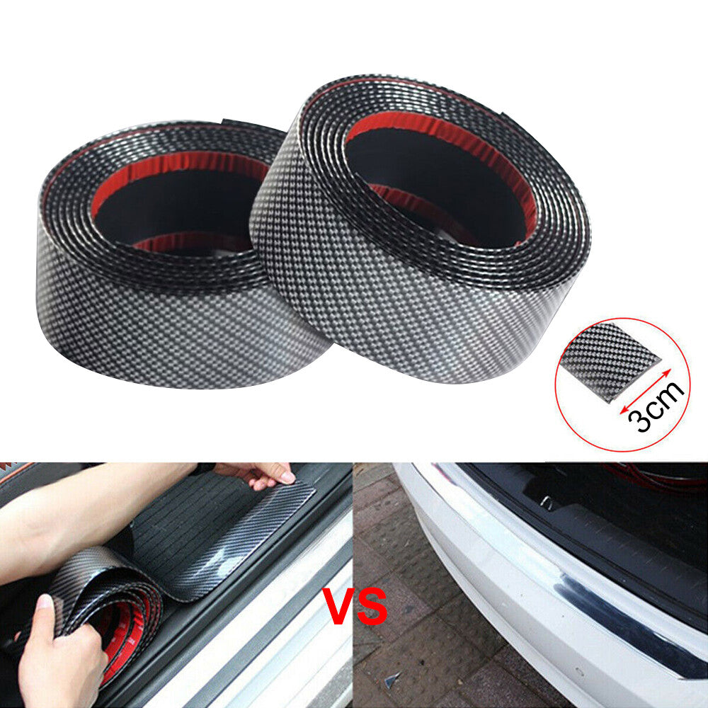 Black Car Accessory Sticker Carbon Fiber Rubber Door Sill Bumper Strip Protector