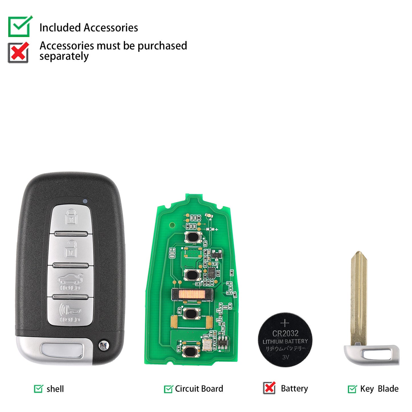 IKEYHY004AL for Smart KeyFit for Hyundai 4 Buttons Universal work for KM100