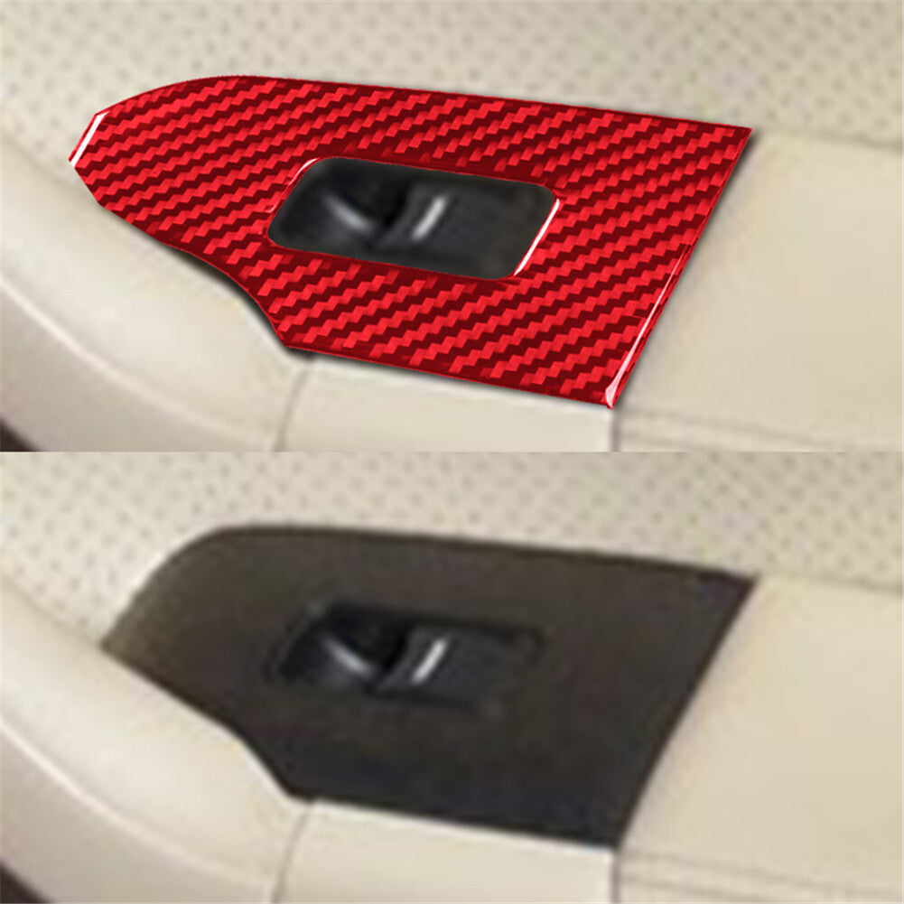 2Pcs Rear Window Lifter Panel Trim Frame Carbon Fiber for Acura TSX 2003-08 Red