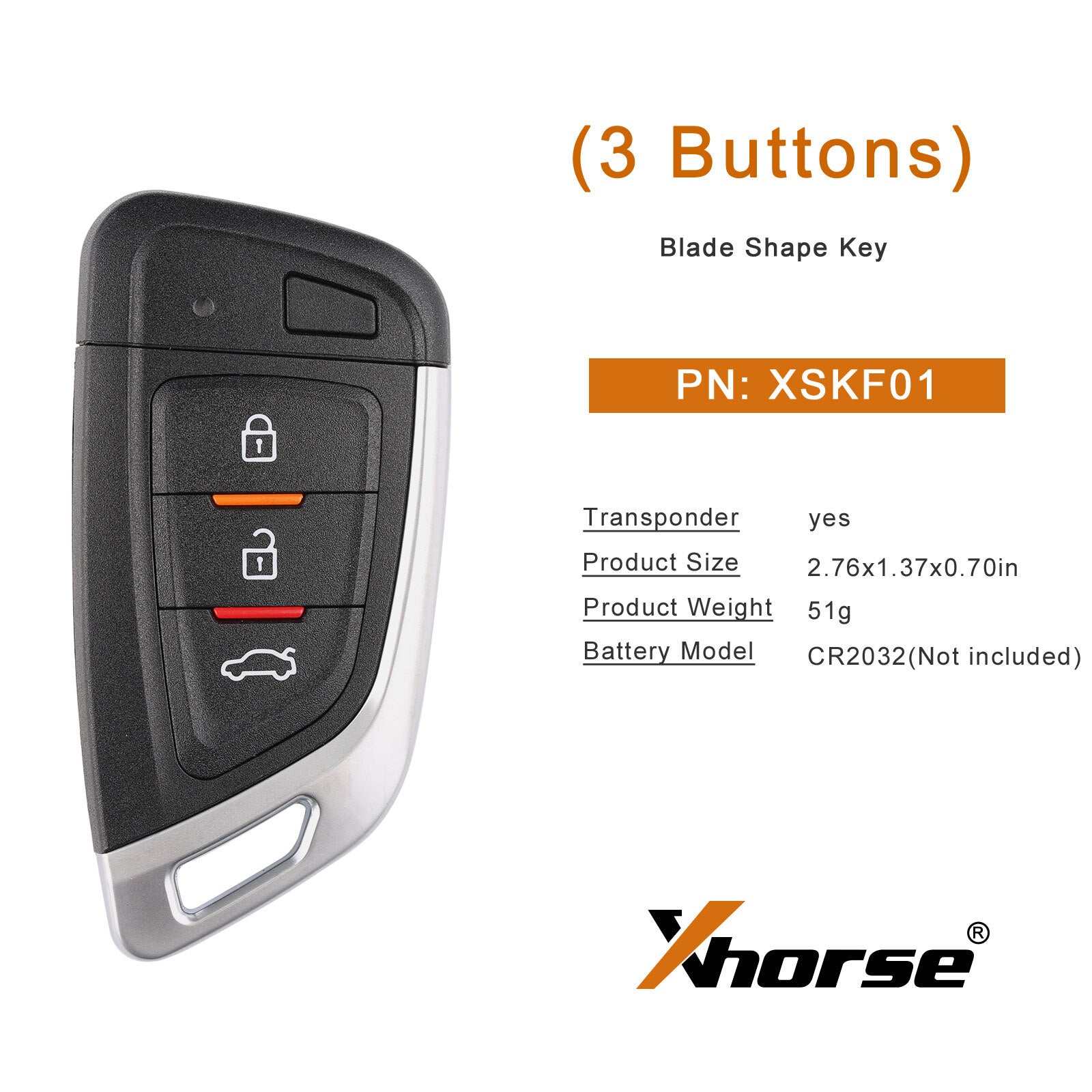 for Smart Universal Remote Key for Ford 3 Buttons For VVDI2/VVDI XSKF01EN