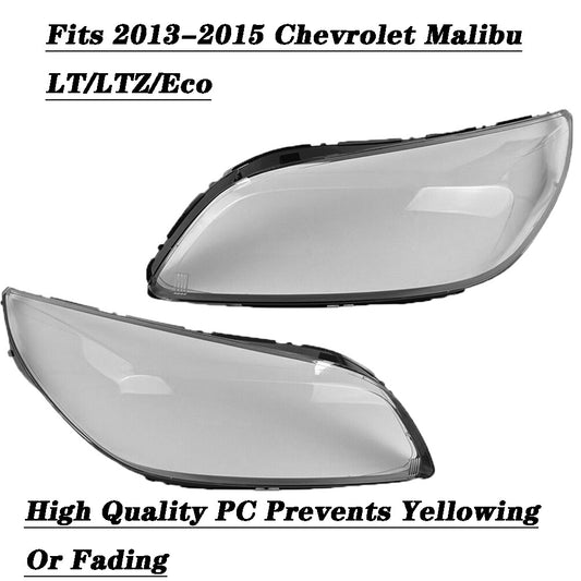 2-Piece Headlight Lens Cover for 2013-2015 for Chevrolet Malibu LT LTZ Transparent