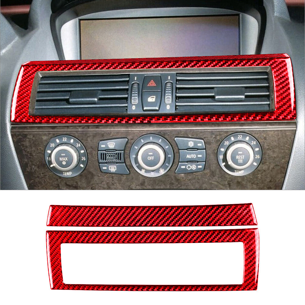 for BMW 6Series E63 E64 2004-2010 Red Carbon Fiber Central Air Vent Cover Trim