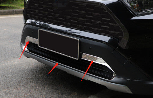 for Toyota RAV4 2019-23 Chrome Steel Front Lower Grill Mesh Strip Cover Trim 3x