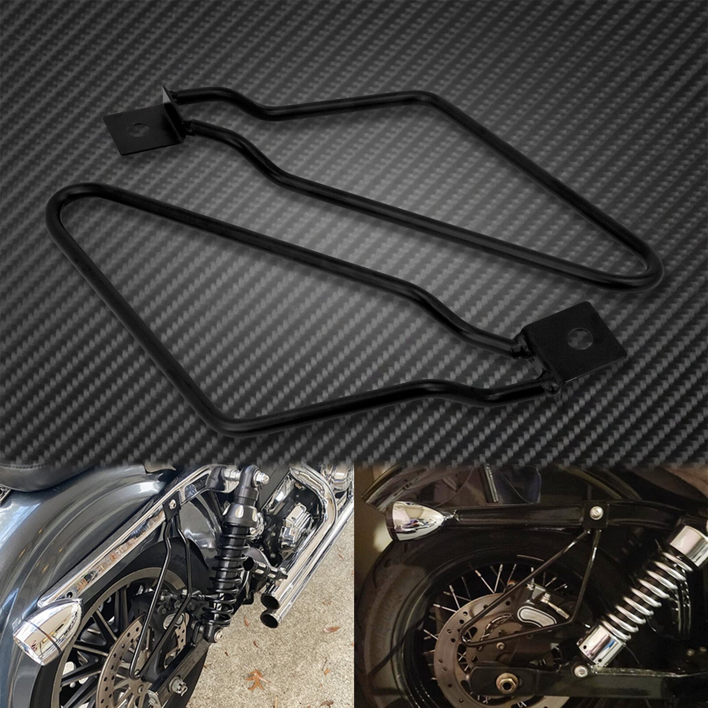 Black Saddle Bag Support Bars Mount Bracket Fit for Harley Sportster XL 883 Dyna