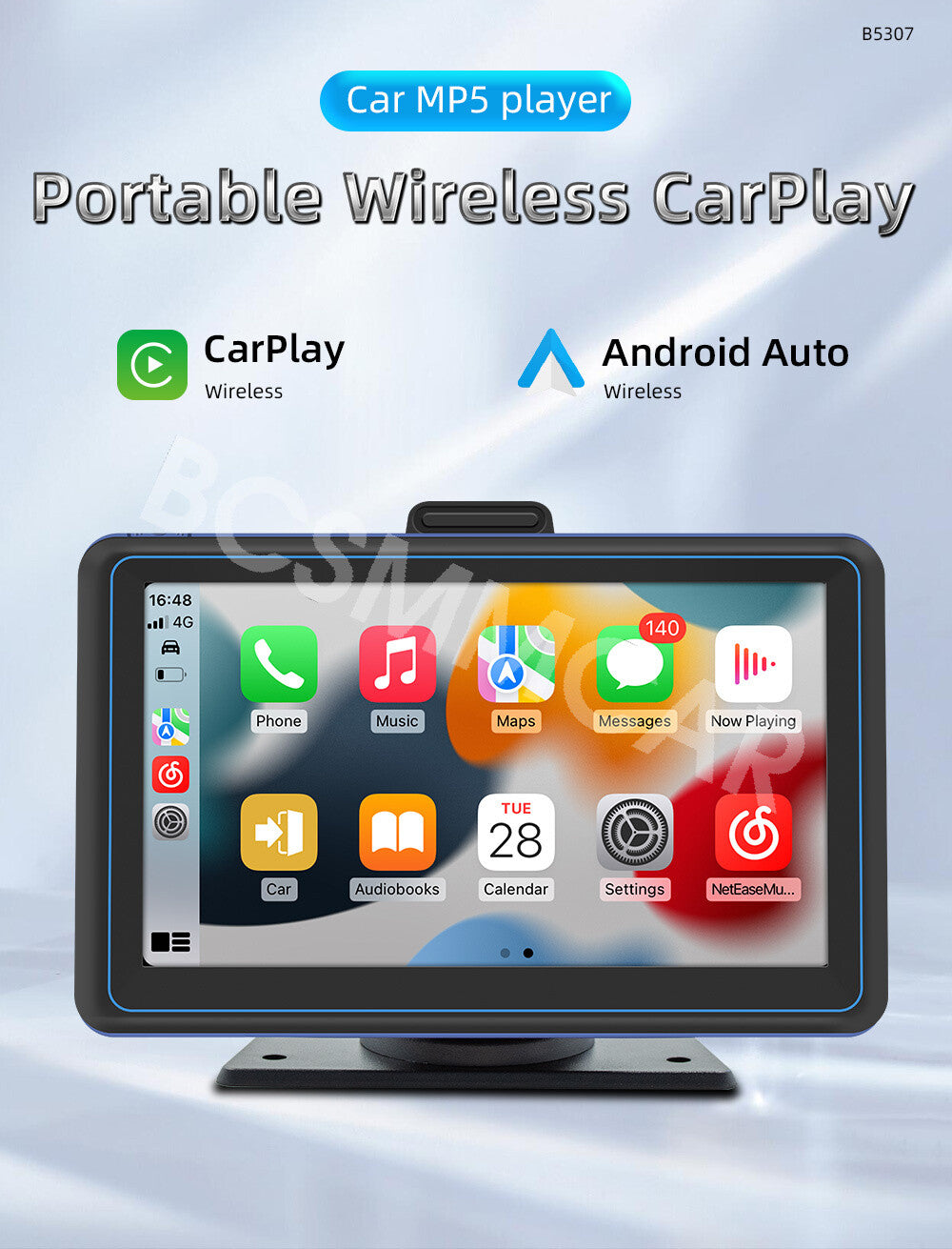 7in Touch Screen Car Stereo Radio Portable For Apple CarPlay Android Auto AUX