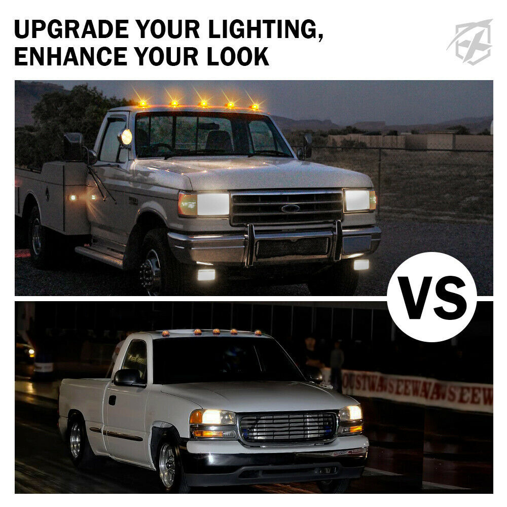 5x for Ford F150 F250 LED Cab Smoke Amber Strobe Lens Roof Marker Lights Lamp