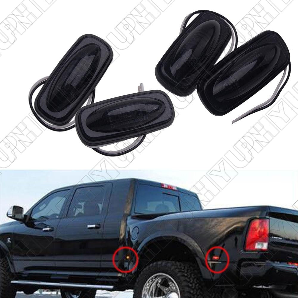 4pcs Smoked White Fender Bed Side Marker Lights for Dodge for RAM 2500 3500 HD