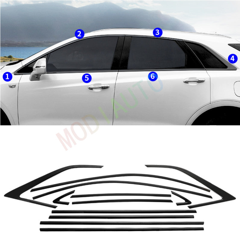 for Cadillac XT5 2017-2023 Black Steel Full Window Molding Frame Strip Trim 12x