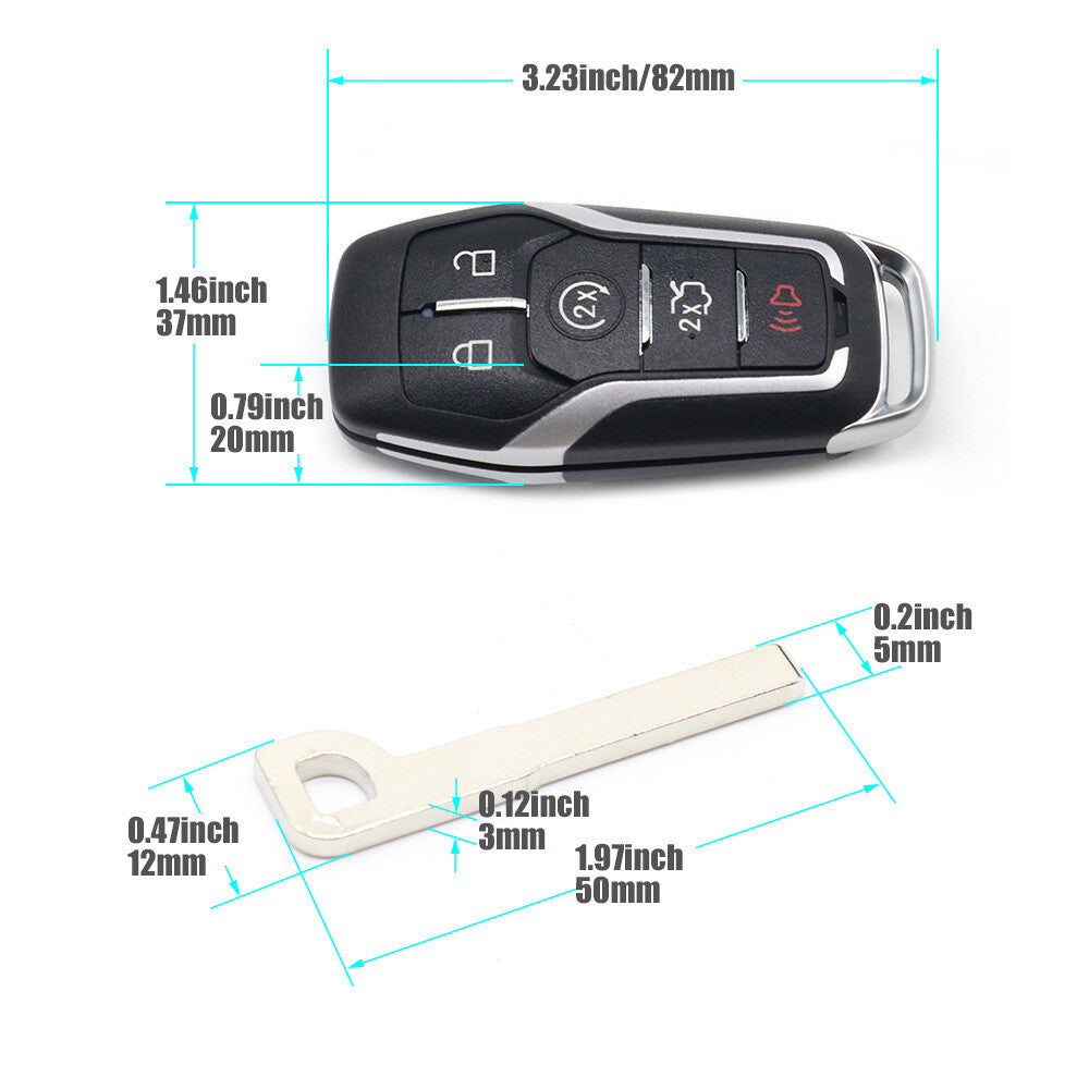 M3N-A2C31243300 Remote Key Fob Uncut Shell Case for Ford Edge Explorer 2.0L 3.5L