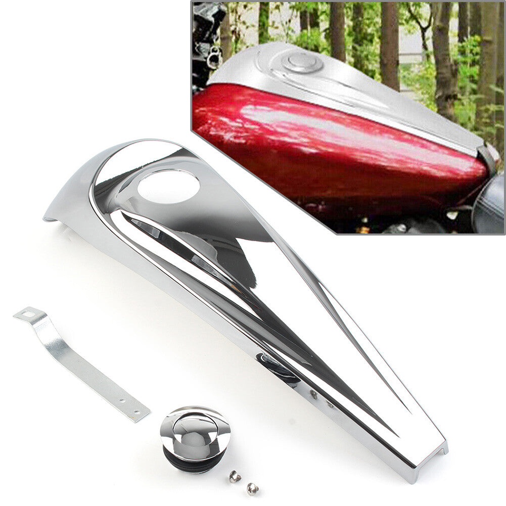 Gloss Dash Fuel Console Cover + Gas Tank Cap for Harley Touring 2008-2022 Chrome