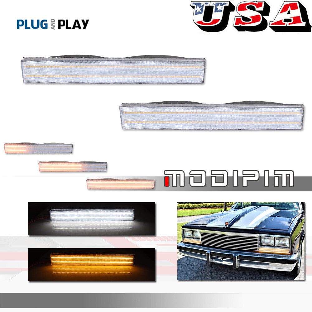 2-piece Switchback LED Front Corner Signal Lights for 82-87 El Camino Malibu Caballero