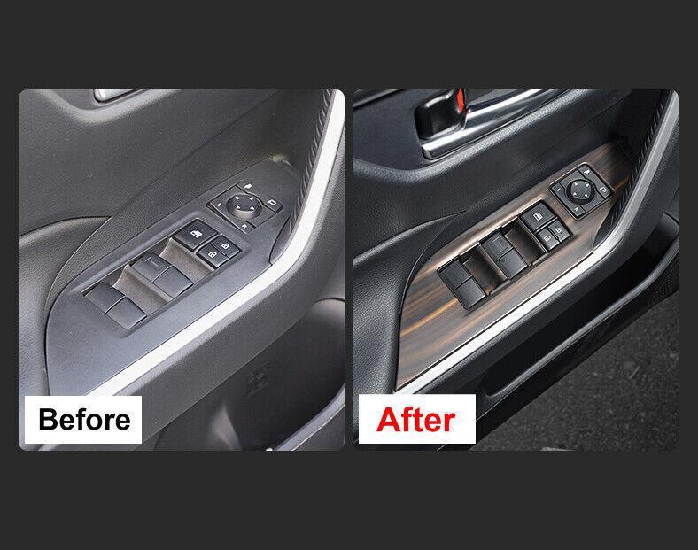 Matte Wood Grain Glass Window Lifting Panel Decor 4PCS for Toyota RAV4 2019-2023
