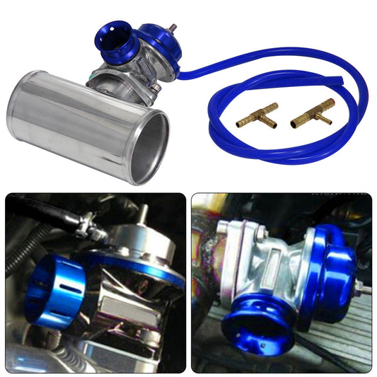UNIVERSAL BILLET ALUMINUM TYPE-S TURBO BLOW OFF VALVE BOV+3 FLANGE PIPE BLUE