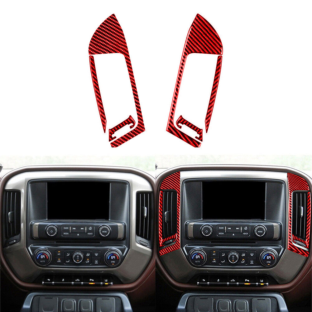 Red Carbon Fiber Central Air Outlet Cover Trim For Silverado for GMC for SIERRA 2014-18