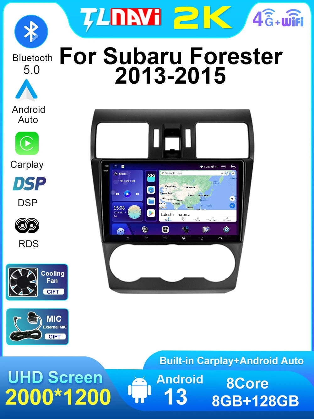 for Subaru for Forester 2013-2015 Android CarPlay Car Radio GPS Multimedia Screen