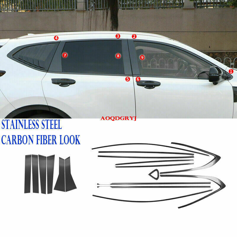for Honda CR-V 2020-21 Steel Carbon Fiber Full Window Pillar Sill Cover Trim 20x
