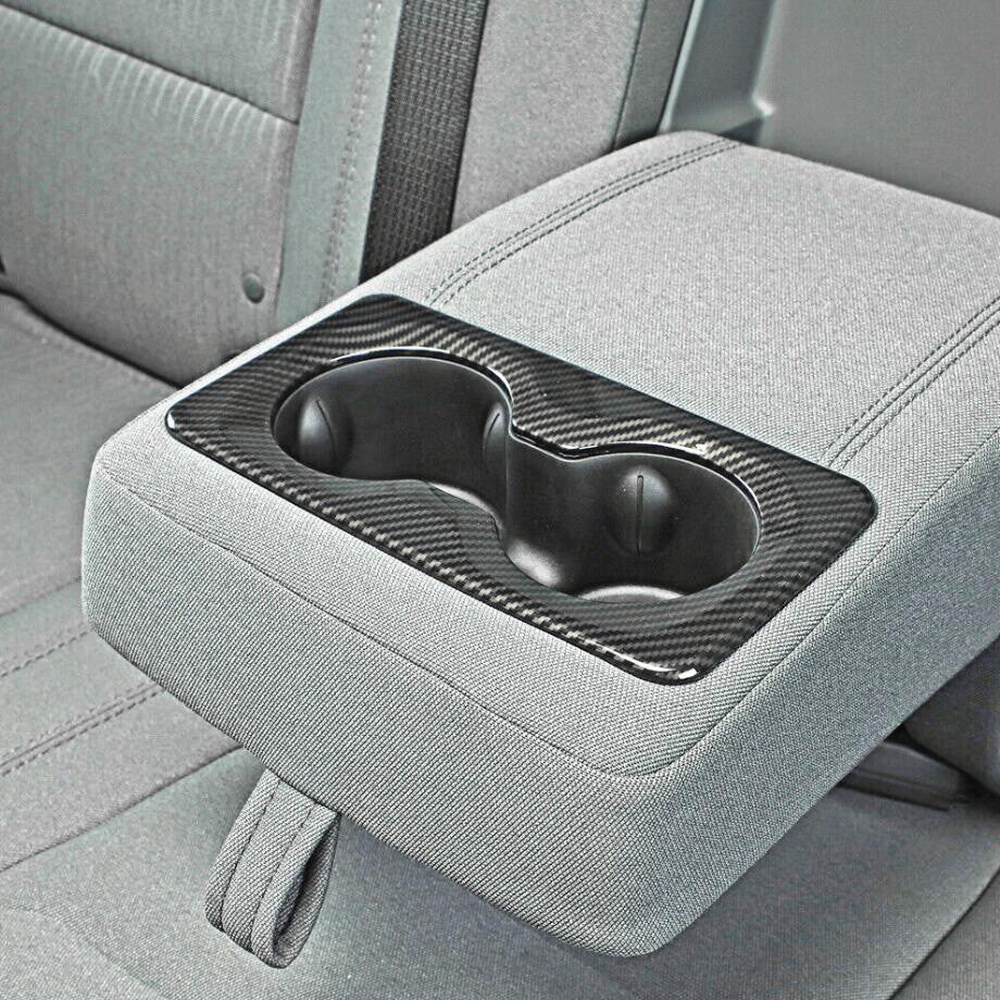 For 2019-2024 for Dodge for RAM 1500 Carbon Rear Armrest Box Water Cup Holder Cover Trim