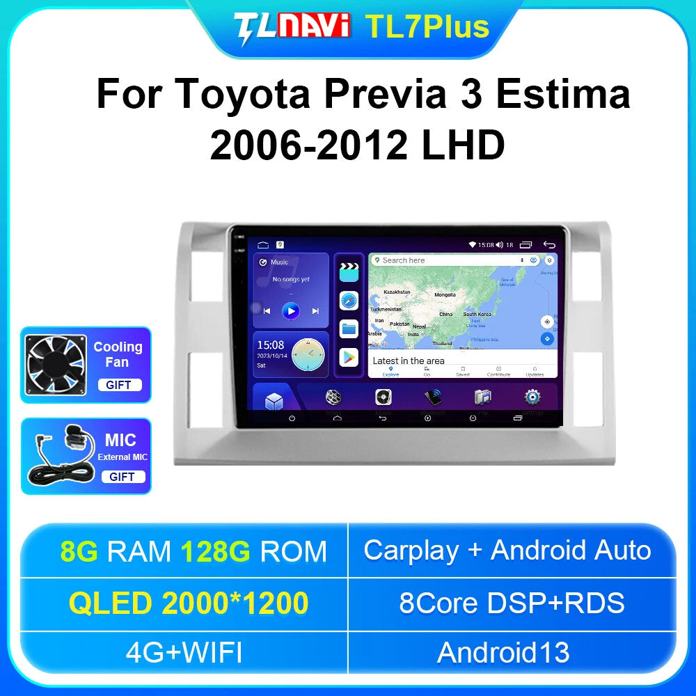 Car Radio Video Player GPS for Toyota Previa 3 Estima 2006 - 2012 Carplay BT DSP