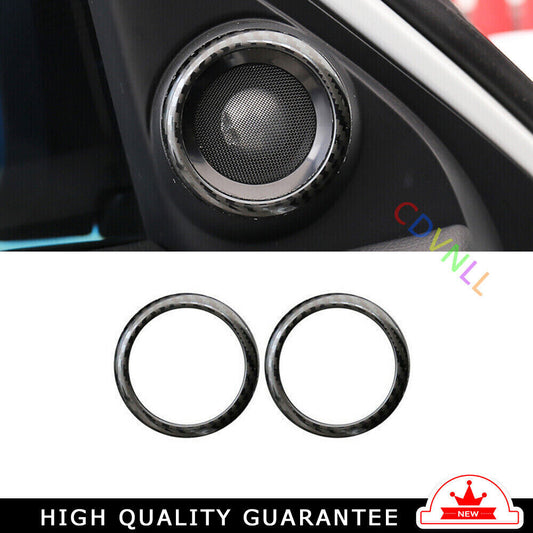 A Post Speaker Frame Cover Trim 2 for Honda for Civic 2016-2021 Steel Carbon Fiber