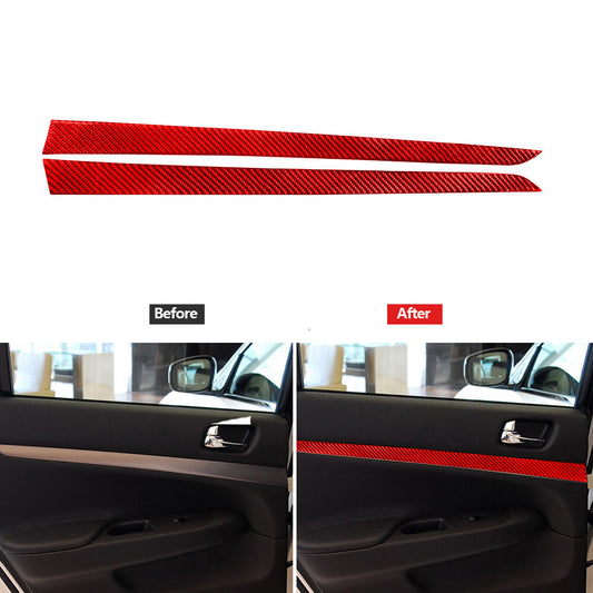 2Pcs Red Carbon Fiber Interior Rear Door Panel Cover Trim for Infiniti G37 10-13