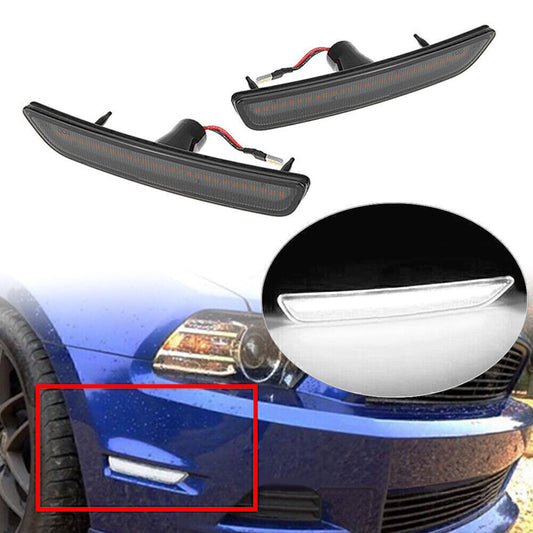 2x LED Front Side Marker Lights Indicator Lamp for 2010-2014 11 12 for Ford for Mustang
