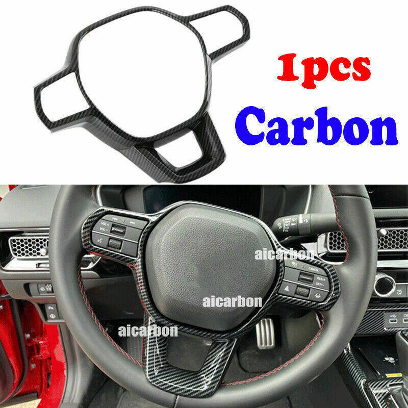 for Honda for Civic 2022-2023 Carbon Fiber Style Steering Wheel Moulding Frame Cover