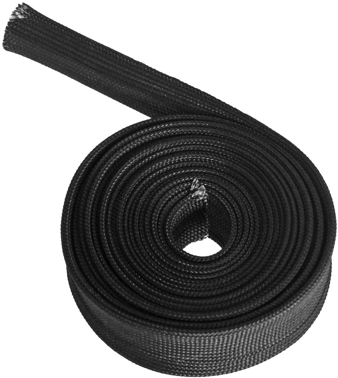 10-foot-3/4-inch fiberglass-wrapped heat hose cover for automotive wiring harness protection.
