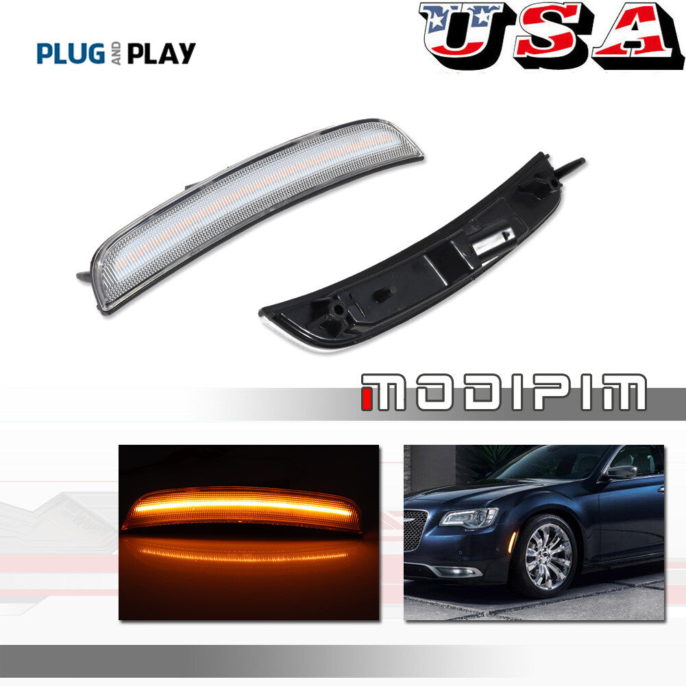 Transparent lens with LED front marker light for 2015-2023 for Chrysler 300 300C