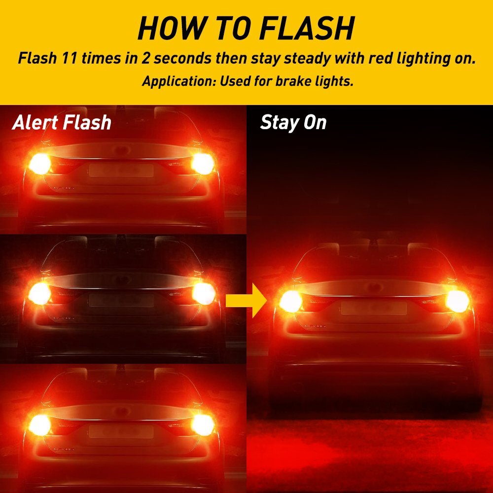 AUXITO Super Red 7443 7440 Warning Flasher LED Brake Light Bulbs