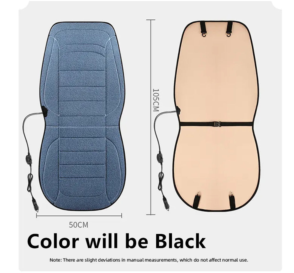 2Pcs Heated Car for Seat Cover Cushion Winter Warmer Heating Pad Accessories Black