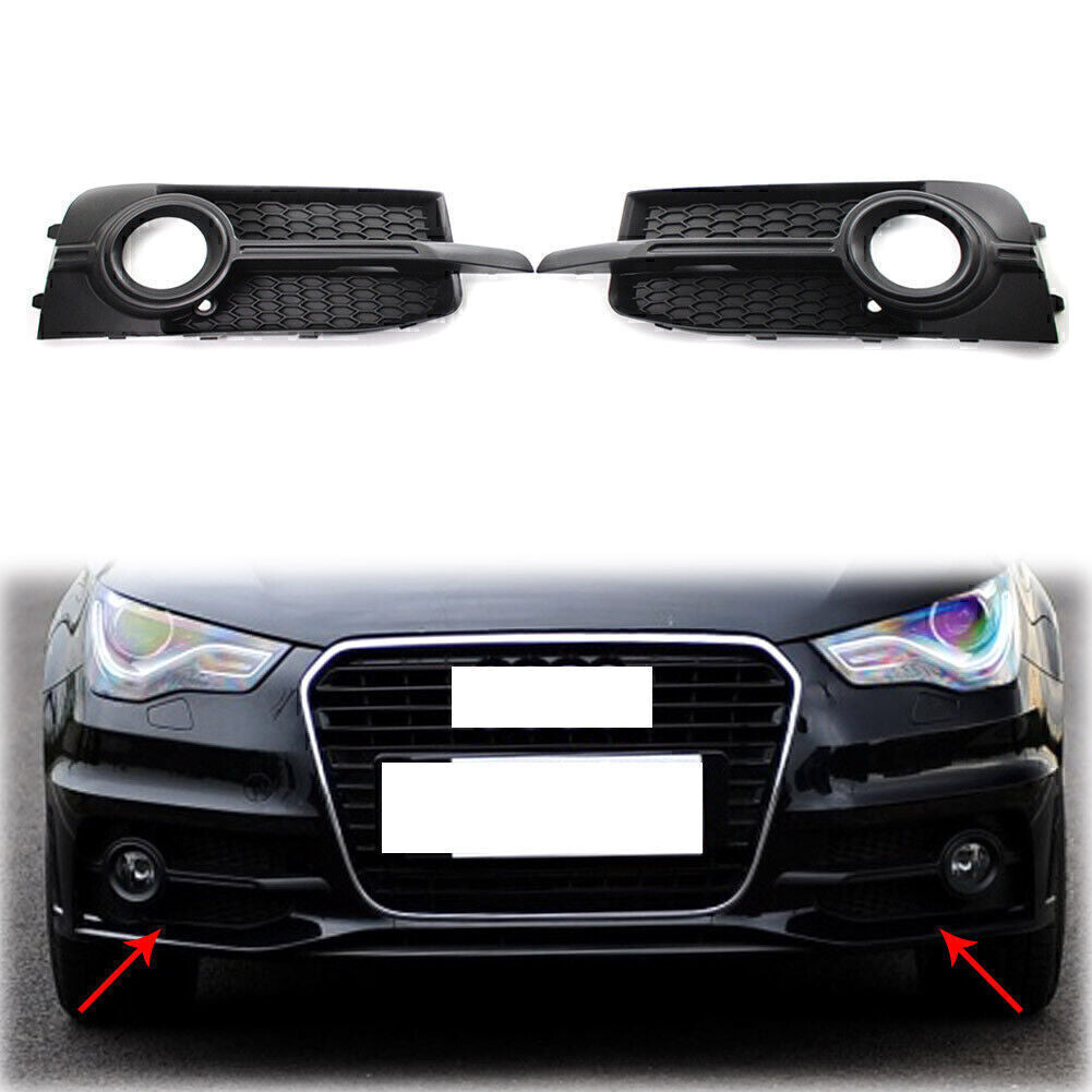 2X Front Bumper Fog Light Grille Black Fit for Audi A1 8X 2011-2014 Honeycomb
