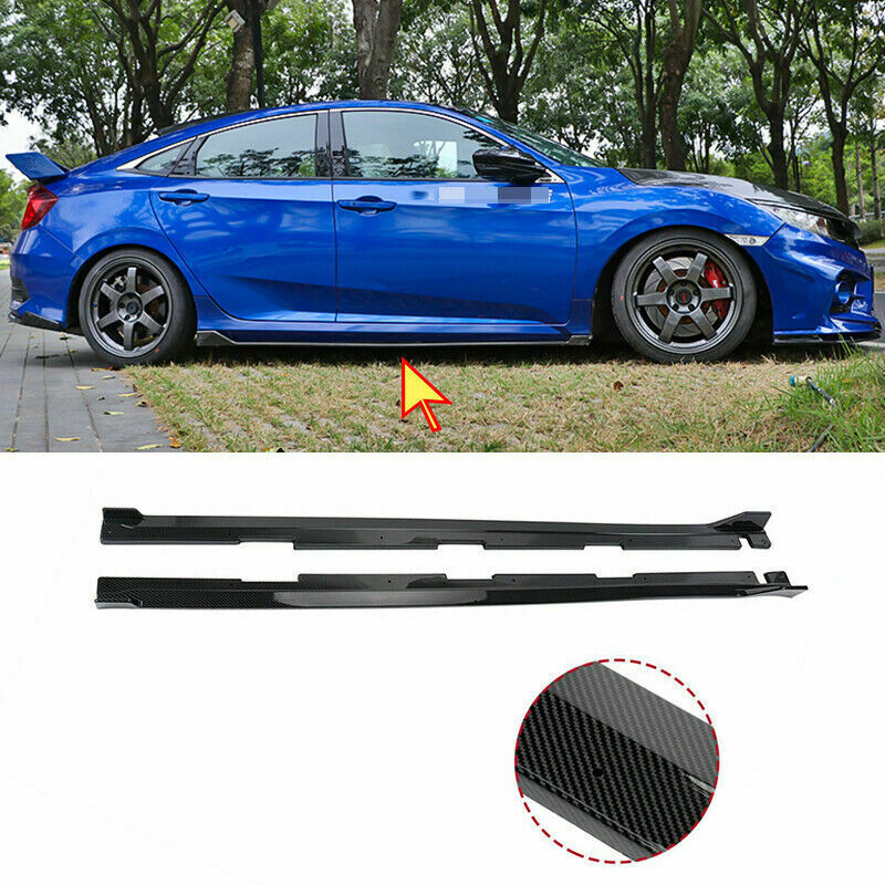 for Honda for Civic 2016-2021 Carbon Fiber Side Skirts Extensions Body Kit Refit Set