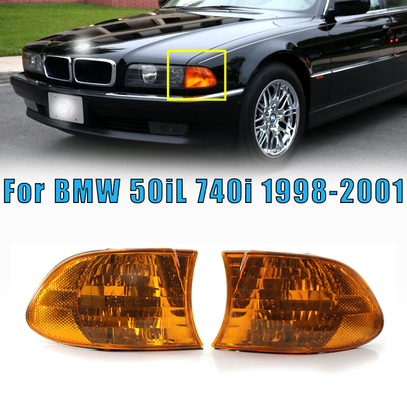 for BMW 50iL 740i 1998-2001 Pair Front Turn Signal Corner Light With No Bulbs