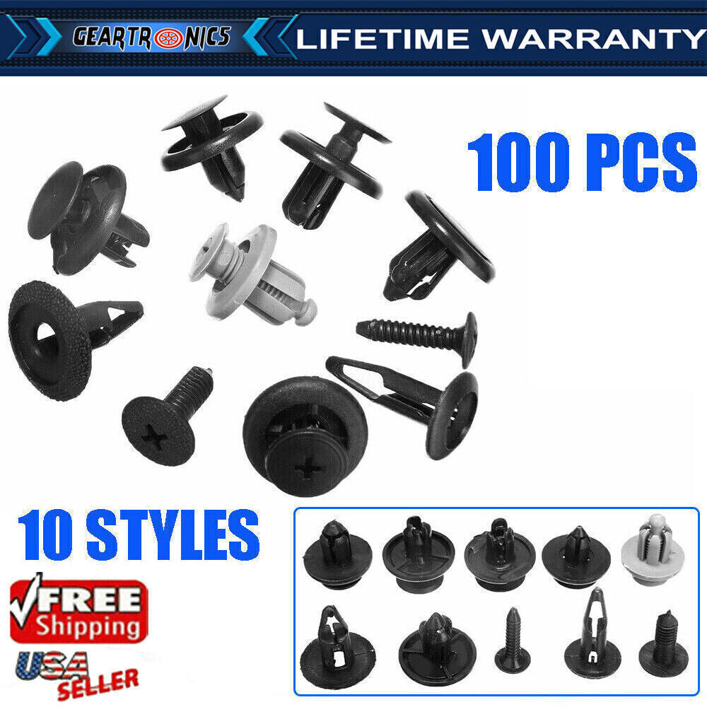 100X Fender Clips Trim Car Auto Push Pin Rivet Bumper Fastener Panel Retainer