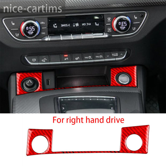 for Audi Q5 Q5L 2018+ RHD Engine Start Stop Button Switch Cover Red Carbon Fiber