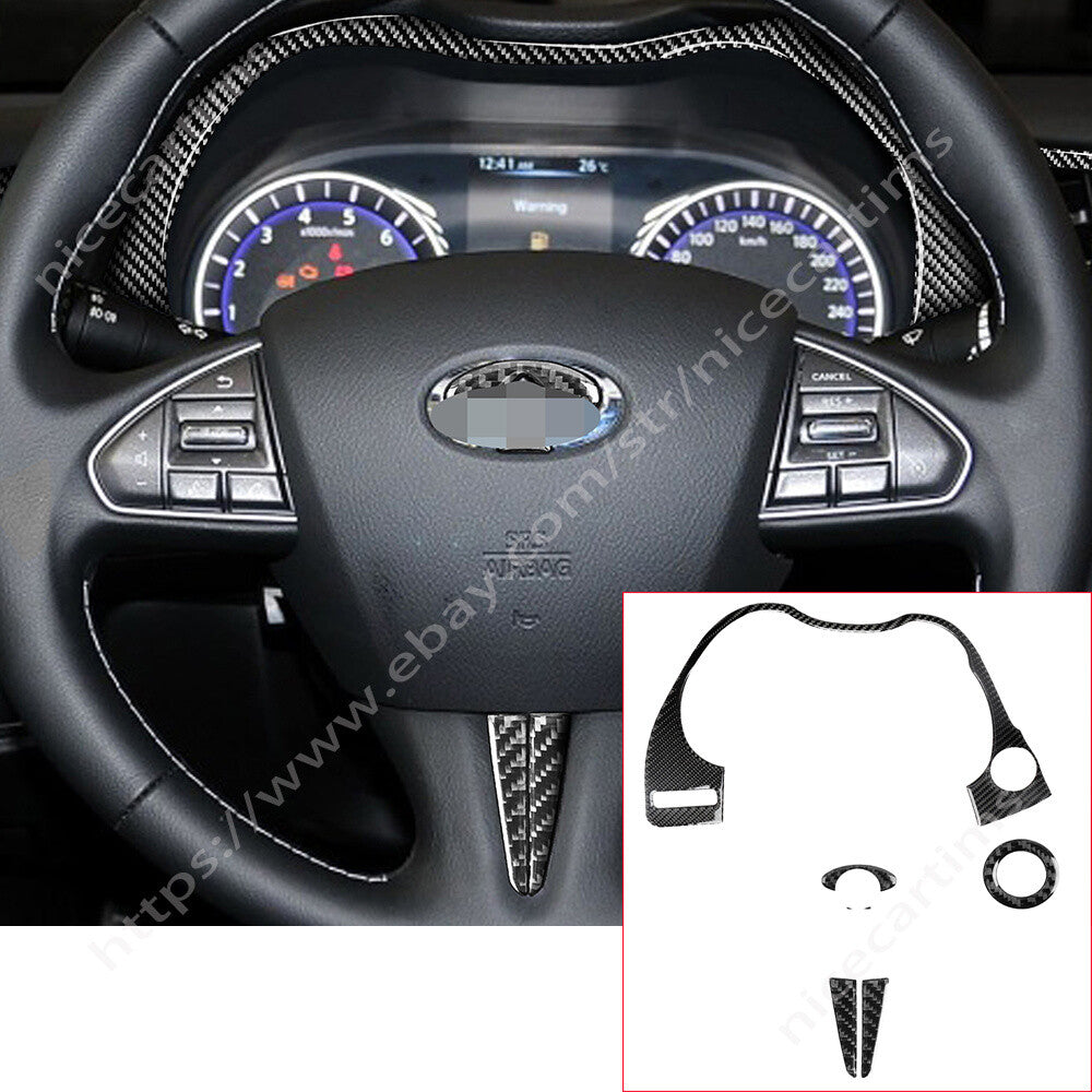 for Infiniti Q50/60 2014+Carbon Fiber Dashboard Steering Wheel Start Button Trim