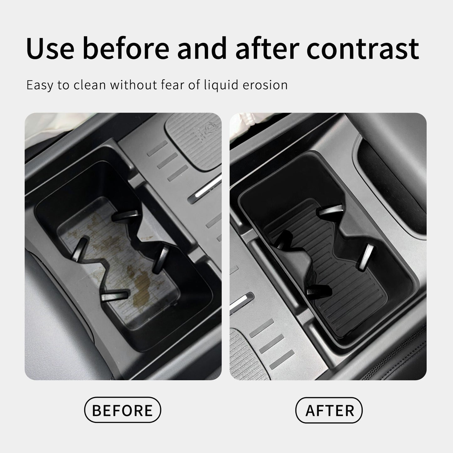for Hyundai Santa Fe 2024 2025 Water Cup Holder Storage Box Silicone Cup Tray