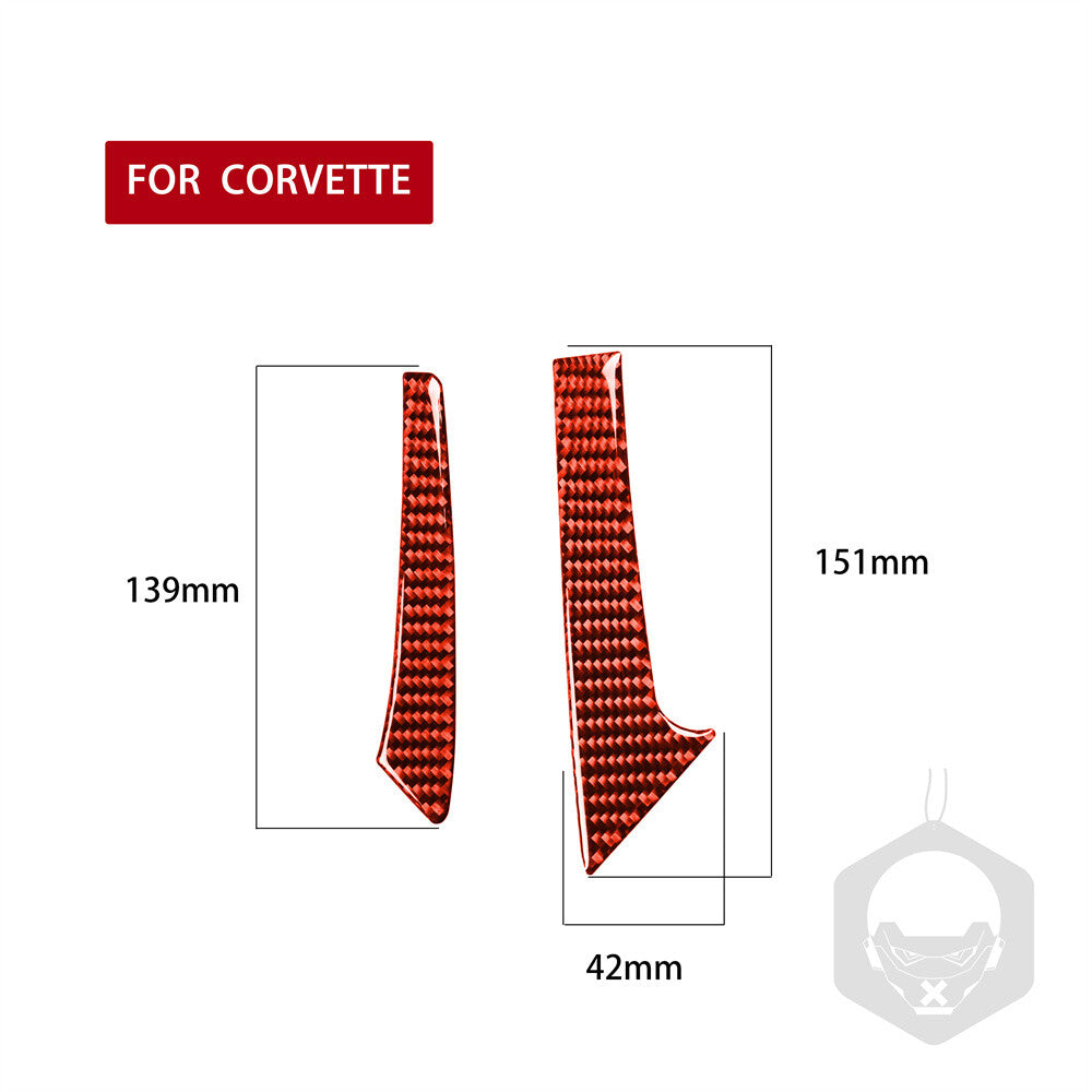 2¡ÁRed Carbon Fiber Console Handle Panel Trim for Chevrolet for Corvette C7 2014-2019