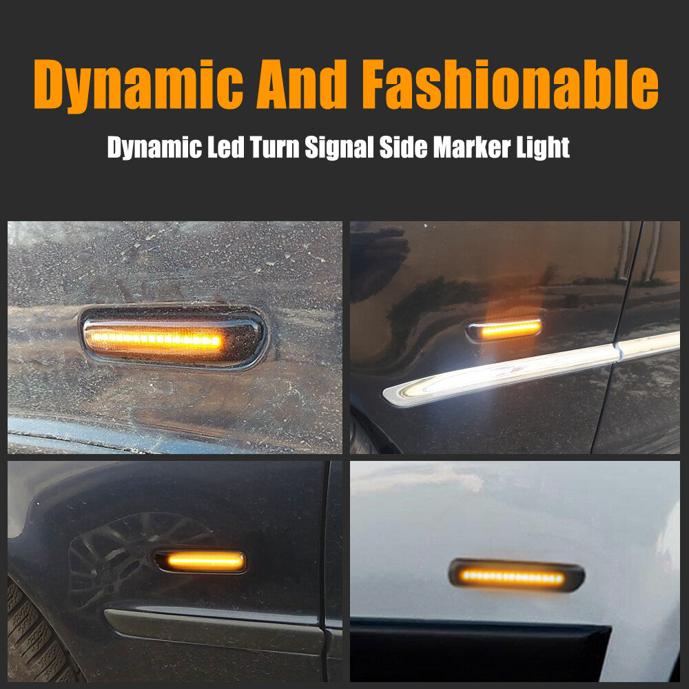 2-piece dynamic marker light smoke light lens with amber LED for BMW E46 3 Series 1998-2003
