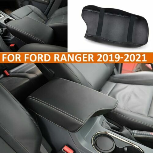 Car Armrest Center Console Lid Cover Black Leather Pad for Ford Ranger 2019-2021