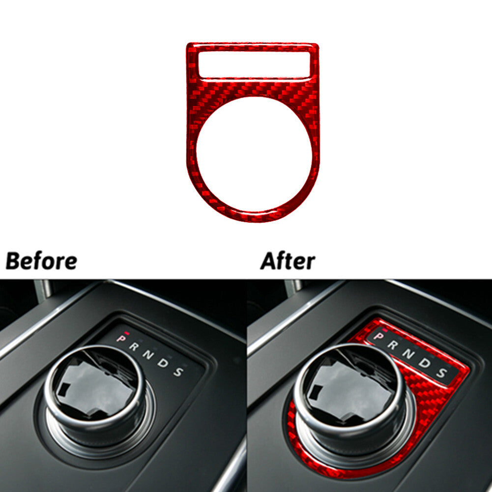 Red Carbon Fiber Gear Shift Knob Frame Trim For Discovery Sport 15-19