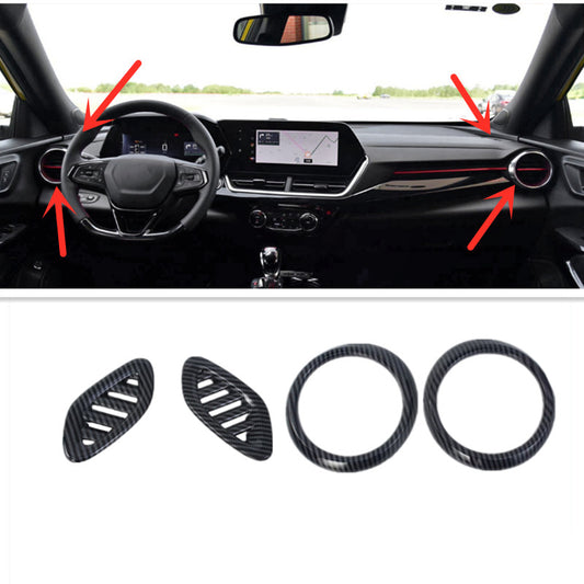 Suitable for Chevrolet Trax 2024 Dashboard Vent Cover Trim Carbon Fiber Kit (4 Pieces)