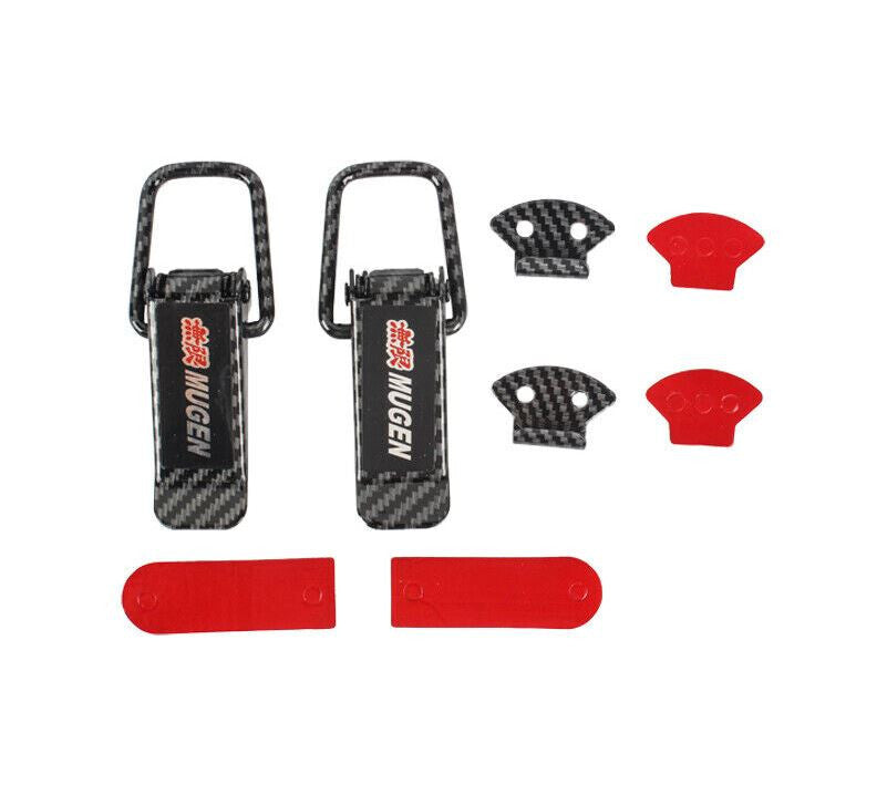 2-Piece Car Bumper Rear Trunk Fender Cover Clip Lock by Mugen Carbon Fiber for Honda for Acura