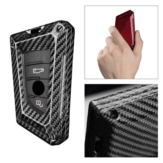 Carbon Fiber Key Fob Case Cover for BMW X1 X2 X3 X4 X5 X6 F15 F16 F48 G30 Black