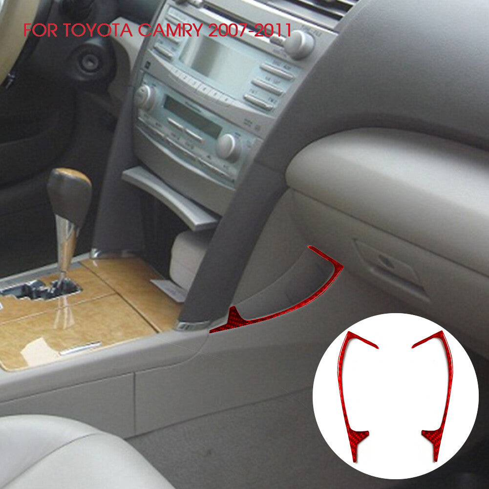 Red Carbon Fiber Floor Console Accent Control Cover for Toyota for Camry 2007-2011